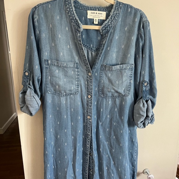 Anthropologie Cloth&Stone chambray patterned dress